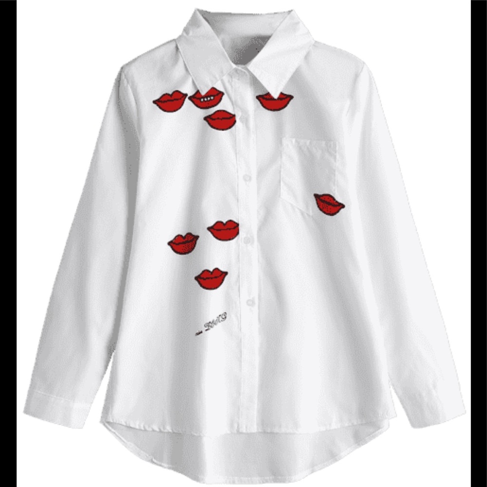 Lip Print Women Shirt